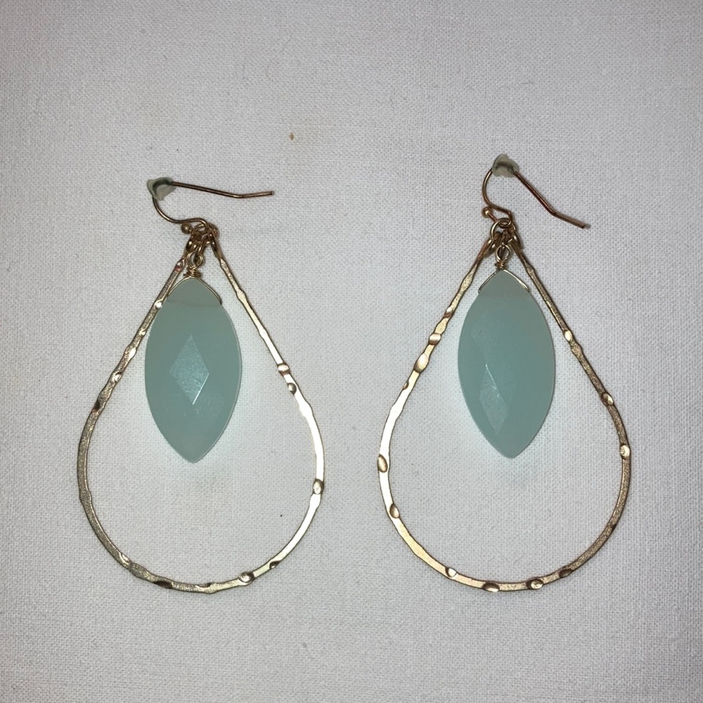 Hoop Earrings with Hanging Stone